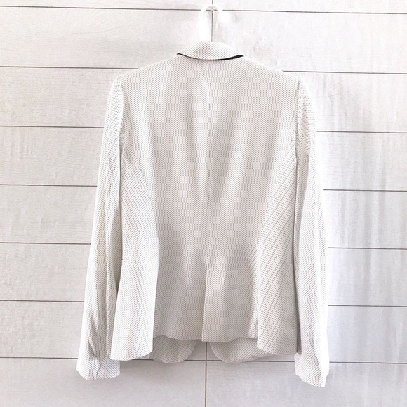 Zara White Black Polka Dot Boyfriend Blazer - Picture 6 of 8